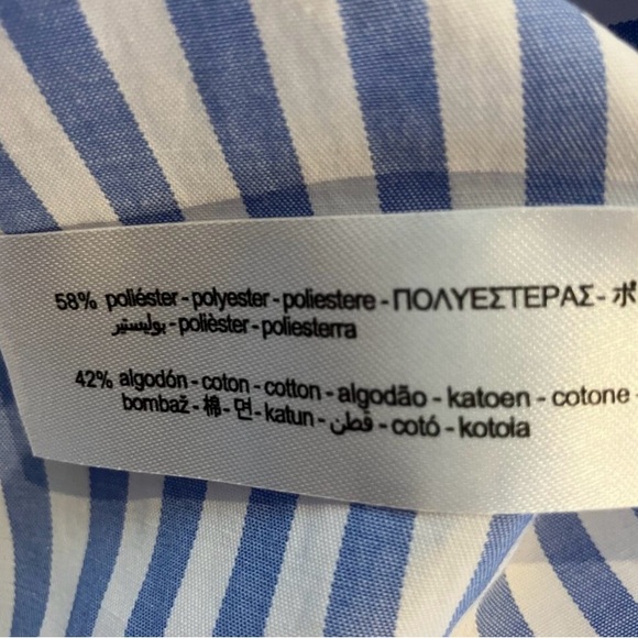 Zara Women's Blue and White Striped Button-Down Shirt - Picture 4 of 5